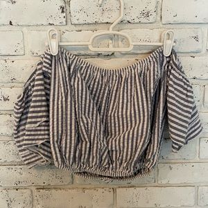 Seersucker Off the Shoulder Top